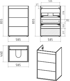 Brevita Тумба с раковиной Grafit 120 под стиральную машину белая/махагон – фотография-18