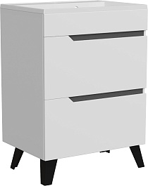 Mixline Тумба с раковиной Орион 60 2 ящика белая/графит – фотография-2