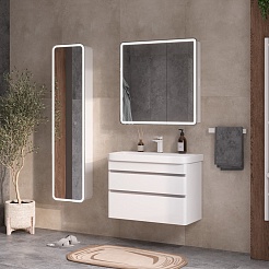 Equil Тумба с раковиной Soldi 80 2 ящика подвесная белый софт – фотография-10