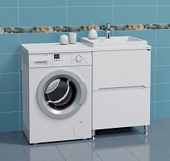 СанТа Тумба с раковиной под стиральную машину Лондон 59 R белая – фотография-3