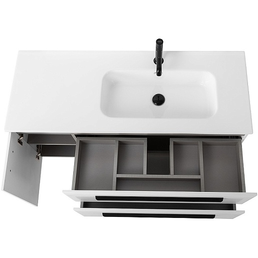 BelBagno Мебель для ванной Eco Cer-N 120-1 R bianco lucido CZR-8095-120-R ручки матовые чёрные – картинка-9