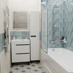 Mixline Тумба с раковиной Орион 60 2 ящика белая/графит – фотография-8