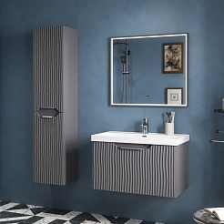 Equil Шкаф пенал Mirage 36 L подвесной графит софт – фотография-5