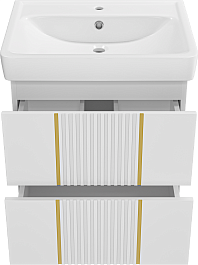 Brevita Тумба под раковину Vega 60 подвесная белая/золото – фотография-4