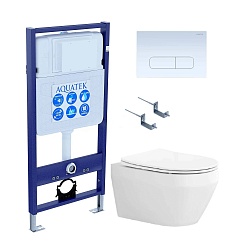 Aquatek Унитаз подвесной Лея AQ1199-00 в комплекте с инсталляцией Standard INS-0000012 с клавишей смыва KDI-0000013 белая и крепления KKI-0000002 – фотография-1