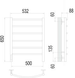 Terminus Полотенцесушитель электрический Классик П6 500x650 левый хром – фотография-3