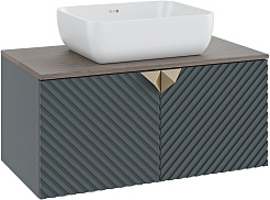 Runo Тумба с раковиной Андорра 85 Cuatro подвесная зеленый графит/дуб коньячный – фотография-1