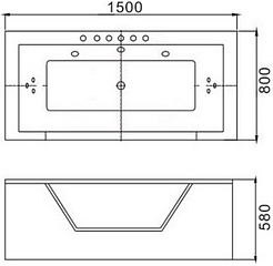 WeltWasser Акриловая ванна WW HB Konigs 150x80 WT с гидромассажем – фотография-3