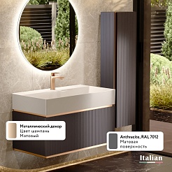 Jorno Тумба с раковиной Filoro 90 подвесная антрацит – фотография-4