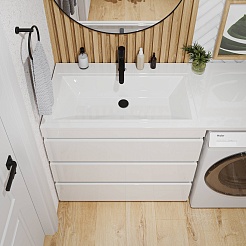 Vivon Тумба под раковину под стиральную машину Donna 150 3 ящика напольная белый глянец – фотография-11