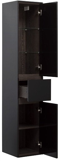 Aquanet Шкаф пенал Милан 35 R подвесной черный – фотография-4