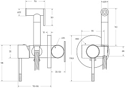 Cezares Гигиенический душ Relax RELAX-DIF-BORO со встраиваемым смесителем брашированное золото – фотография-6