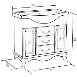 Bas Тумба с раковиной Версаль 75, орех, вставки стекло – фотография-4
