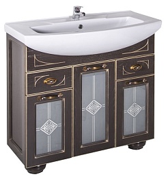 ASB-Woodline Тумба под раковину Бергамо 85 витраж орех/патина золото – фотография-1