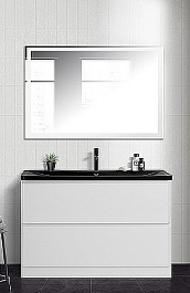 BelBagno Мебель для ванной Albano 120 напольная Bianco Lucido с раковиной BB1200/455-LV-ART-ALR-NERO – фотография-1