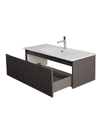 BelBagno Тумба с раковиной Uno 100 с 1 ящиком подвесная Темно-Серый матовый с раковиной BB-8099-100 – фотография-8