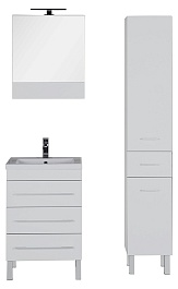 Aquanet Тумба с раковиной Верона 58 напольная, ящики, белая – фотография-9