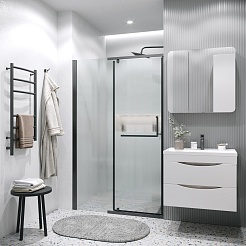 Grossman Душевая дверь в нишу Pragma 110x195 профиль черный матовый стекло шиншилла – фотография-3