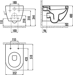 Creavit Унитаз подвесной Free FE321.00000 безободковый с биде – фотография-6