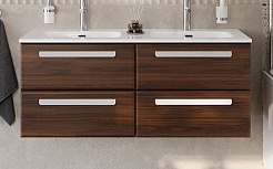 Cezares Тумба с раковиной Eco Cer-N 120 с 4 ящиками орех шоколад софт CZR-8095-120-2 ручки сатин – фотография-1