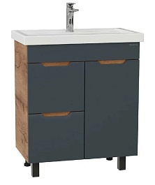 Onika Тумба под раковину Айленд 80 напольная графит/дуб крафт золотой – фотография-1