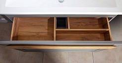 Бриклаер Мебель для ванной Берлин 100 оникс серый с ручкой дуб золотой – фотография-6