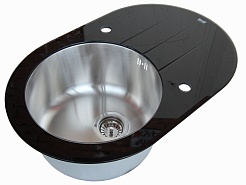 Zorg Кухонная мойка Inox Glass GL-5077-OV-BLACK – фотография-1