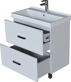 Mixline Тумба с раковиной Стив 80 2 ящика белая – фотография-3