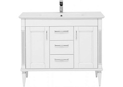 Aquanet Тумба с раковиной Селена 105 (3 ящика, 2 дверцы), белая/патина серебро – фотография-7