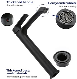 Frap Смеситель для раковины H71-6 F1071-26 черный – фотография-4