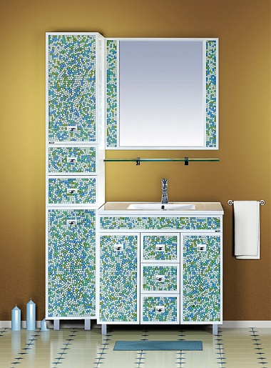 Misty Зеркало Жемчужина 75 бело-голубая мозаика – фотография-2