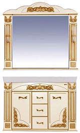 Misty Мебель для ванной Барокко 120 3 ящика, бежевая патина – фотография-1