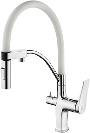 Lemark Смеситель для кухни Comfort LM3074C-White белый/хром – фотография-1