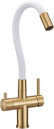Milacio Смеситель для кухни Ultra MCU.560.GDW золото брашированное/белый – фотография-2