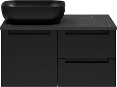 Brevita Тумба с раковиной Cargo 80 подвесная черная матовая