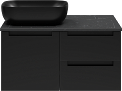 Brevita Тумба с раковиной Cargo 80 подвесная черная матовая – фотография-1