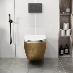 Grossman Унитаз подвесной Color GR-4411GWLS золото с текстурой крокодила – фотография-7