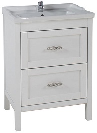 ASB-Woodline Тумба под раковину Римини 60 белый/патина серебро – фотография-1