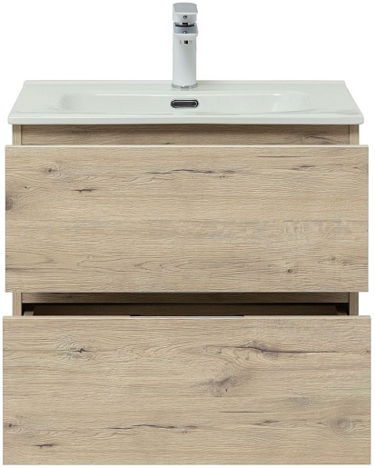 Aquanet Мебель для ванной Алвита New 60 2 ящика подвесная дуб веллингтон белый – фотография-8