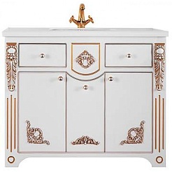 Водолей Тумба с раковиной "Версаль 105" белая/золото – фотография-1