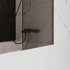 Teymi Шторка на ванну Timo 60x140 профиль черный матовый стекло тонированное – фотография-8