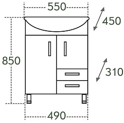 СанТа Тумба с раковиной Уют 55 с ящиками, роза – фотография-7