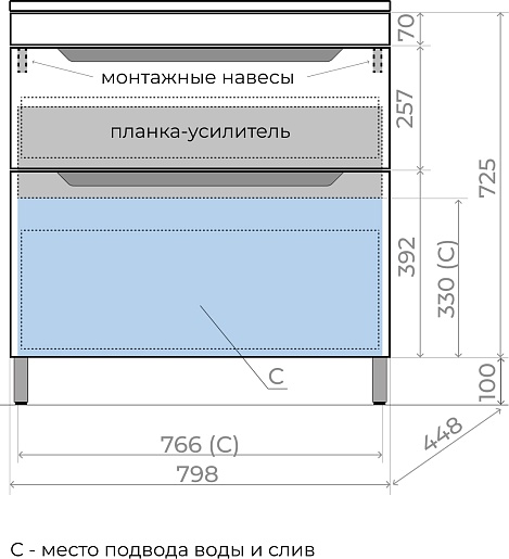 Style Line Тумба под раковину Остин 80 графит матовый – фотография-6