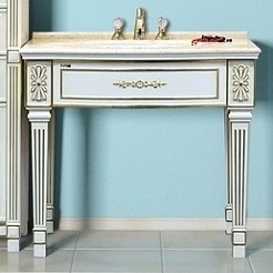 Misty Тумба с раковиной Tiffany 100 белая сусальное золото – фотография-1