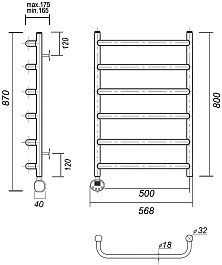 Domoterm Полотенцесушитель электрический Стефано П6 500x800 EL хром – фотография-3