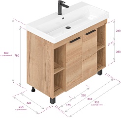 Onika Мебель для ванной Легран 90 дуб галифакс – фотография-19