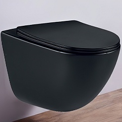Esbano Унитаз Lotus подвесной безободковый черный матовый – фотография-1