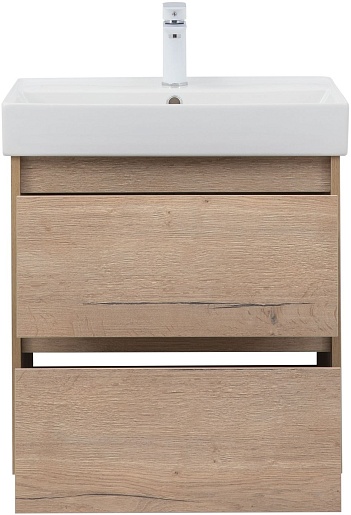 Aquanet Тумба с раковиной Nova Lite 60 подвесная дуб крафт – картинка-7