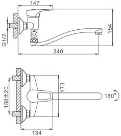Frap Смеситель для ванны H28 F2128-B хром – фотография-2