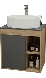 Teymi Тумба с раковиной Nura 70 дуб эврика/графит матовый T60530 раковина T50502 – фотография-1